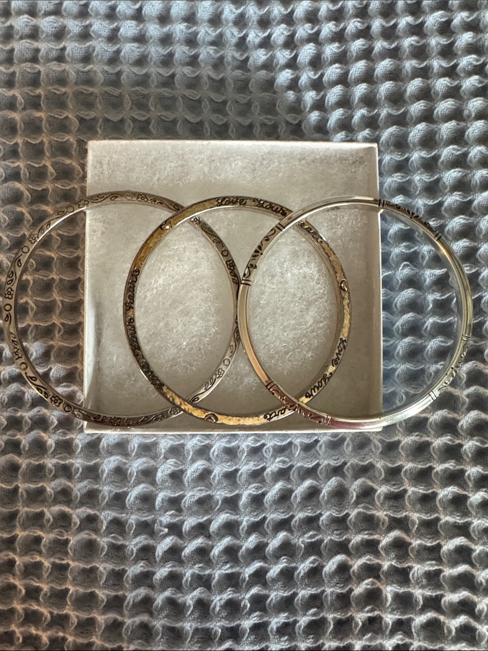 Brighton Silver Finish Engraved Bangle Bracelet Set of three Women's Jewelry